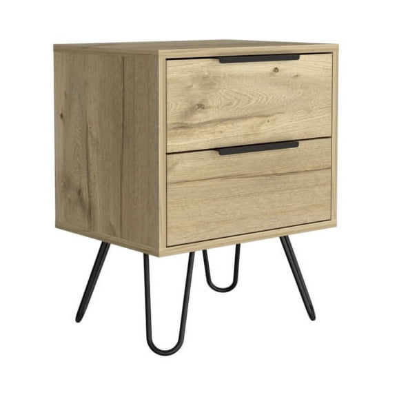 Nmkwnr Wood Beside Table Nightstand with 2 Drawers, Brown