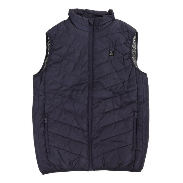 Chaqueta calefactora eléctrica USB 3 engranajes lavable infrarrojos 9 zonas calefacción chaleco calefactable para hombres invierno azul 2XL YUNYI BRAND Deportes