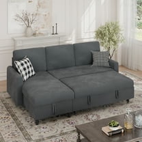 Walsunny Pull Out Sectional Sleeper Sofa Bed L Shape Couches with Reversible Storage Chaise for Living Rooms Small Rooms Apartment,Dark Gray