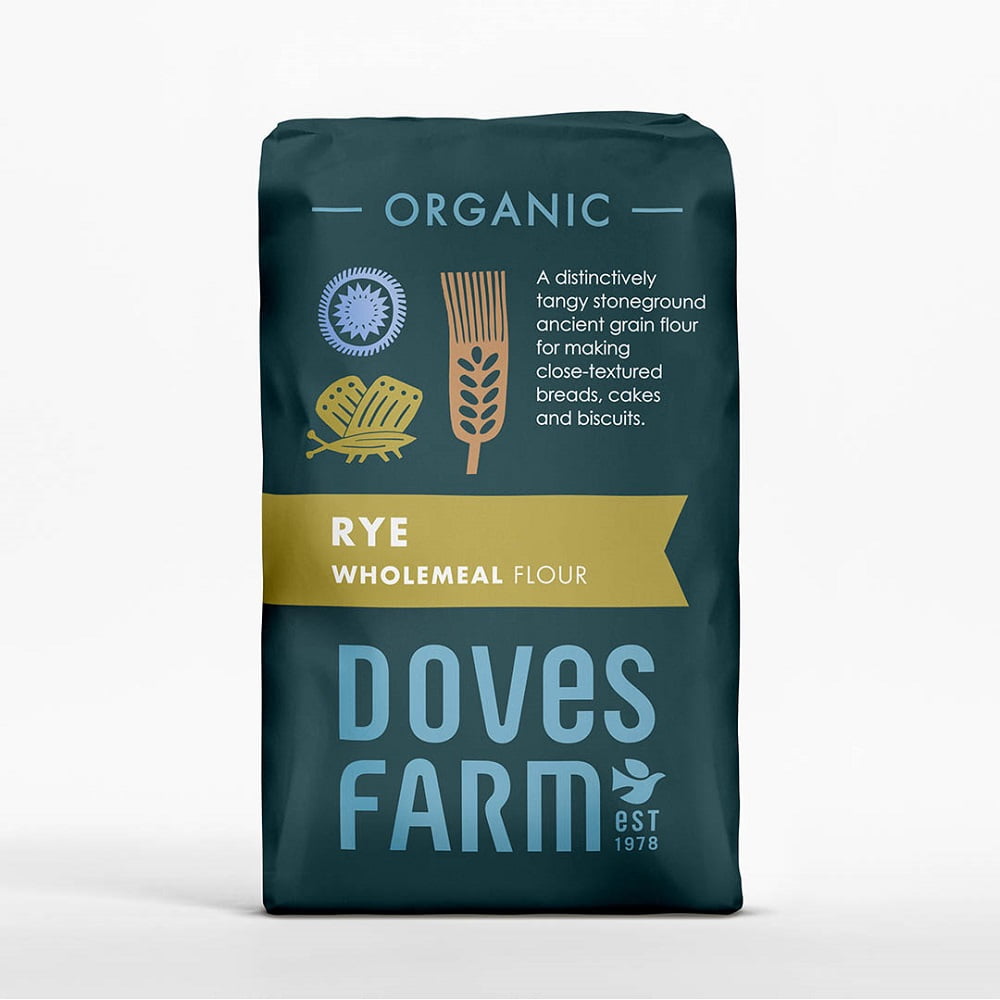 Doves Farm Organic Wholemeal Rye Flour – Stoneground, High Fiber, 2x 1kg Bags (UK Import)