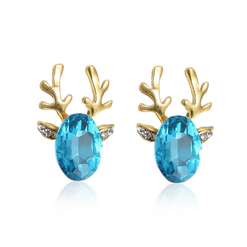 A&M Christmas Gold Tone Deer Ears Earrings