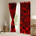 thumbnail image 3 of Manfei Modern Geometric Grid Curtains Pack of 2 (42x84 Each),3D Plaid Pattern Curtains Blackout,Red Black Bedroom Curtains For Boys Kids,Microfiber Bedroom Decor, 3 of 6