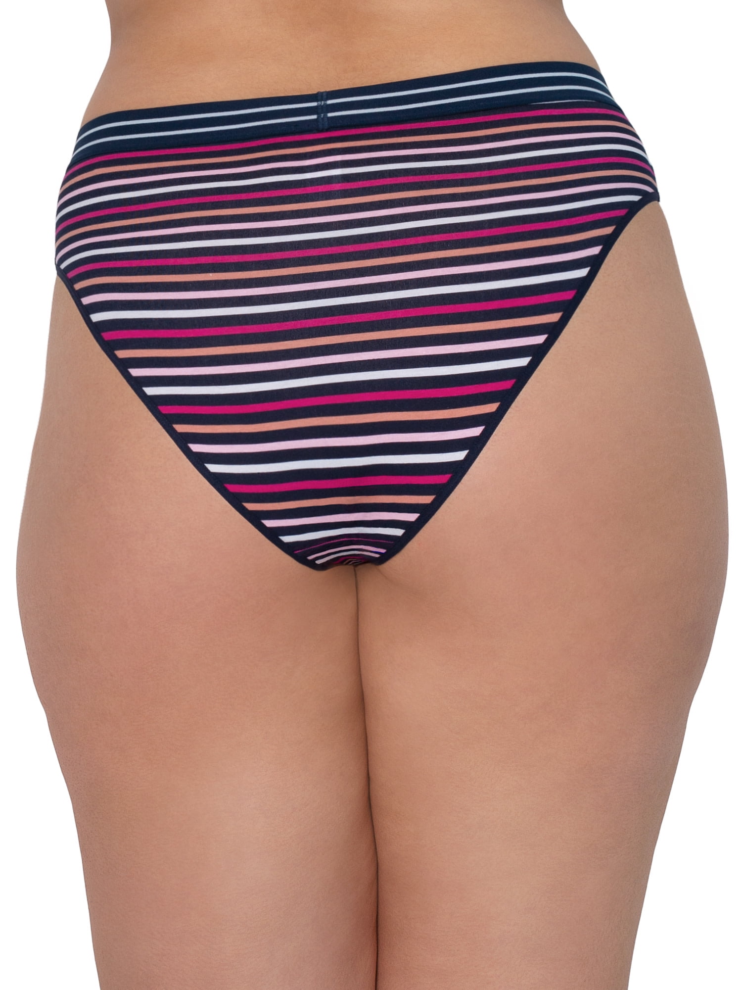 No Boundaries Striped Solid Print Everyday Cheeky High Waist Briefs Panty (Women's or Juniors) 4 Pack