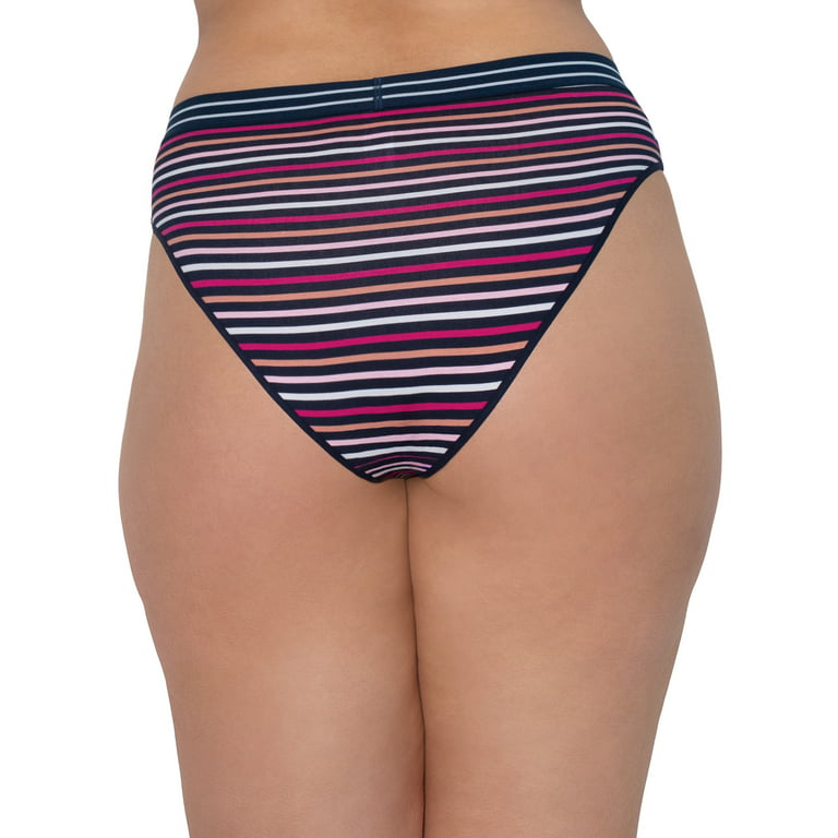 No Boundaries Striped Solid Print Everyday Cheeky High Waist Briefs Panty ( Women's or Juniors) 4 Pack 