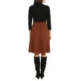 thumbnail image 4 of London Times high neck 3/4 sleeve ribbed top gold button detail faux suede skirt by Curated Brands, 4 of 6