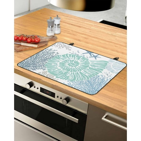 

Conch Coastal Stove Top Covers for Electric Stove Heat Insulation Fireproof Glass Cooktop Cover Counter Top Glass Stove Cover for Prevent Scratches 31 x24 Teal Blue Starfish Nautical Summer Beach