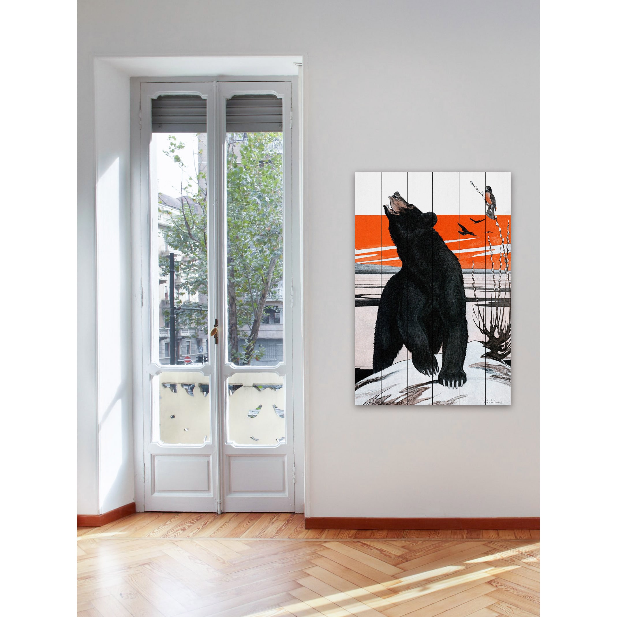Marmont Hill "Spring Bear" Painting Print on White Wood