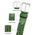 thumbnail image 4 of Falari Men's Braided Belt 100% Genuine Leather Stainless Steel Buckle 35mm ( Green - Small), 4 of 4