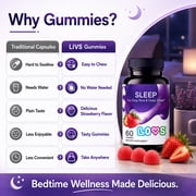 LIVS Sleep Gummies - 5mg Melatonin Gummy Supplement for Adults - Easy & Deep Sleep - Strawberry Flavor Vegan Gummies - 60 Count with 30 Servings