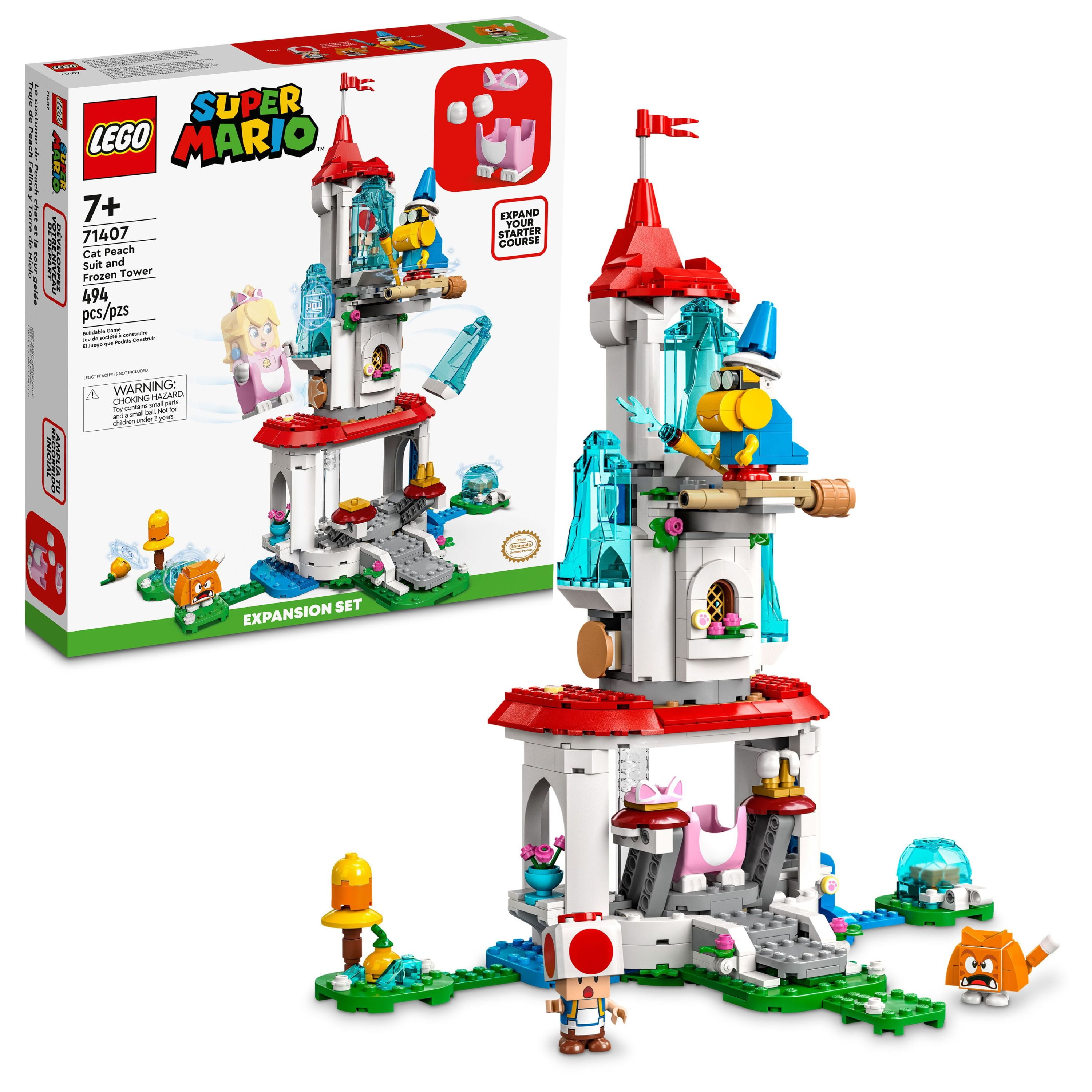 LEGO Super Mario Cat Peach Suit and Frozen Tower Expansion Set 71407, Buildable Game with Castle Toy and Costume, plus Kamek & Toad Figures