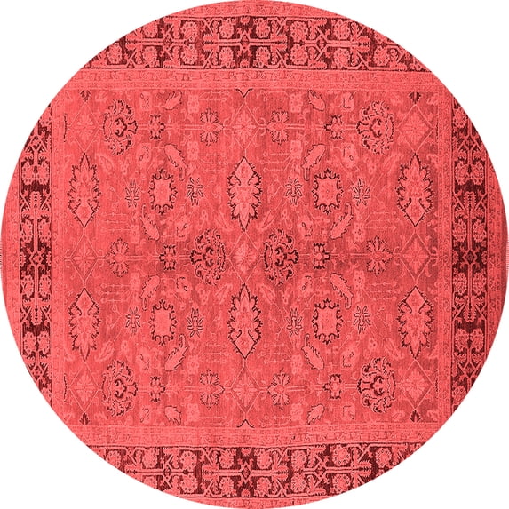 Ahgly Company Indoor Round Oriental Red Industrial Area Rugs, 3' Round