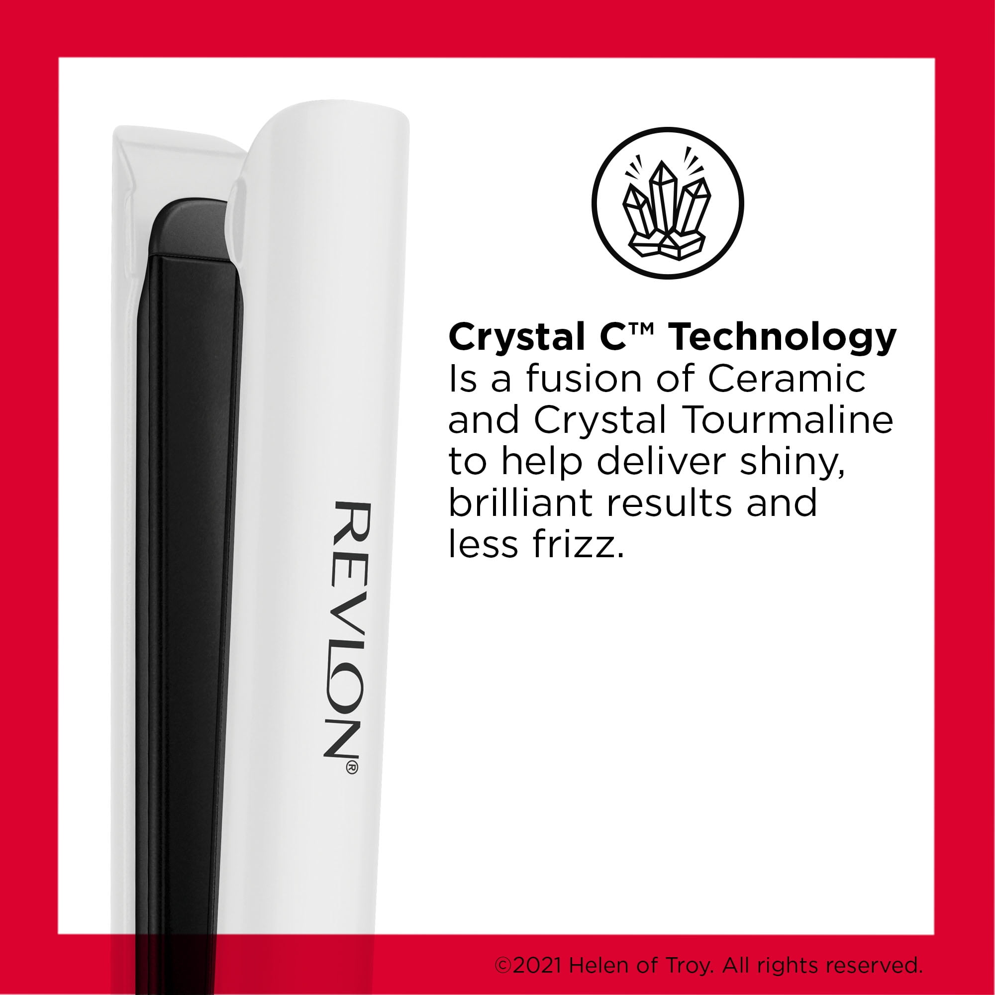 Revlon Crystal C + Ceramic 1" Digital Hair Flat Iron, White
