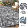 thumbnail image 4 of HIWEAVER Gray/White 9'x 12' Outdoor Rug Garden Decor Geometric Floral Carpet Plastic Straw Waterproof Reversible Patio Area Rug for Balcony Deck Picnic Portable Camping Mat, 4 of 8