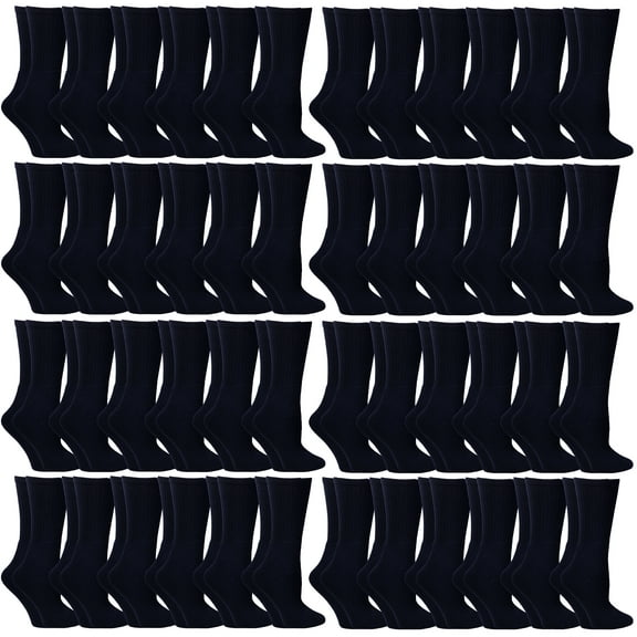 Yacht & Smith Mens & Womens Wholesale Bulk Sports Crew, Athletic Case Pack Socks, by SOCKS'NBULK (48 Pairs Navy, Womens 9-11 (Shoe size 5-10))