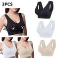 thumbnail image 2 of Arnsht 3Pcs Women's Fashion Solid Lace Edge Casual Sports Bra Tank Top Underwear Soft Comfort Breathable Daily Bra Without Steel Ring Beige XXL, 2 of 9
