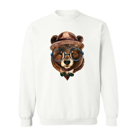 Bear Head Hipster Style Sweatshirt Men -Image by Shutterstock, Male x-Large