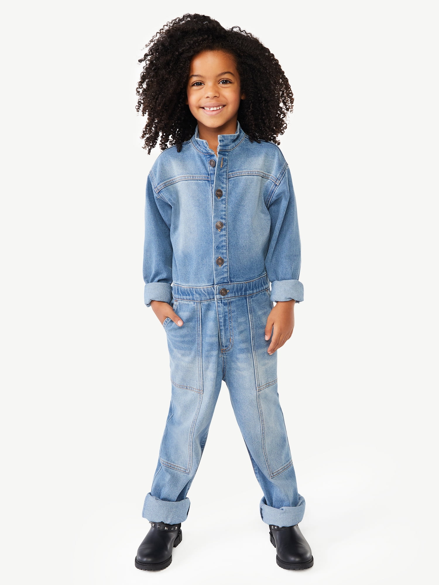 Scoop Girl's Denim Utility Jumpsuit, Sizes 412