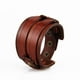 thumbnail image 5 of Pulsera trenzada de cuero sintético estilo punk hip hop para hombre con cinturón de motociclista Café 1, 5 of 9