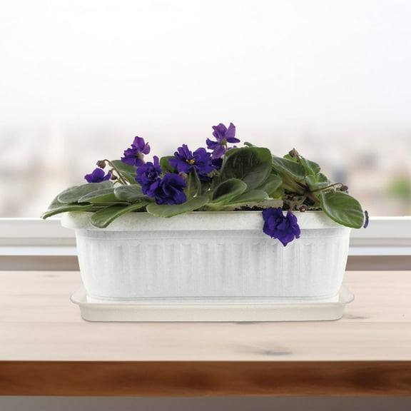 WHAMVOX Rectangular Plastic Plant Tray Water Trays for Indoors White