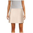 thumbnail image 4 of vigerkar Women's Mini Skirts Casual High Waisted Stain Silk A-Line Zipper Summer Short Skirt Party skirts Beige, M, 4 of 4