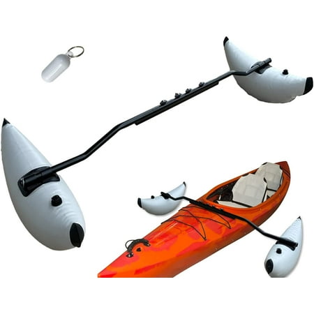 Pactrade Marine Boat Kayak Canoe Outrigger Stabilizer System PVC Inflatable Float Buoy Buoyant Fishing Grey Gray Tube Sidekick Arm Kit Breath Kayaking Rod Adjustable Accessories Repair Patches Outdoor