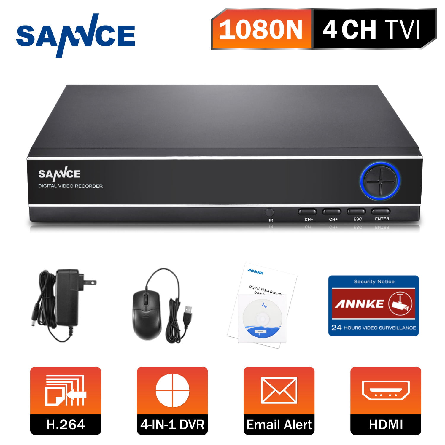 Sannce 4CH 1080N 720P Security 