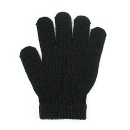 Small Magic Stretch Winter Knit Gloves for Children or anyone with small hands - Black