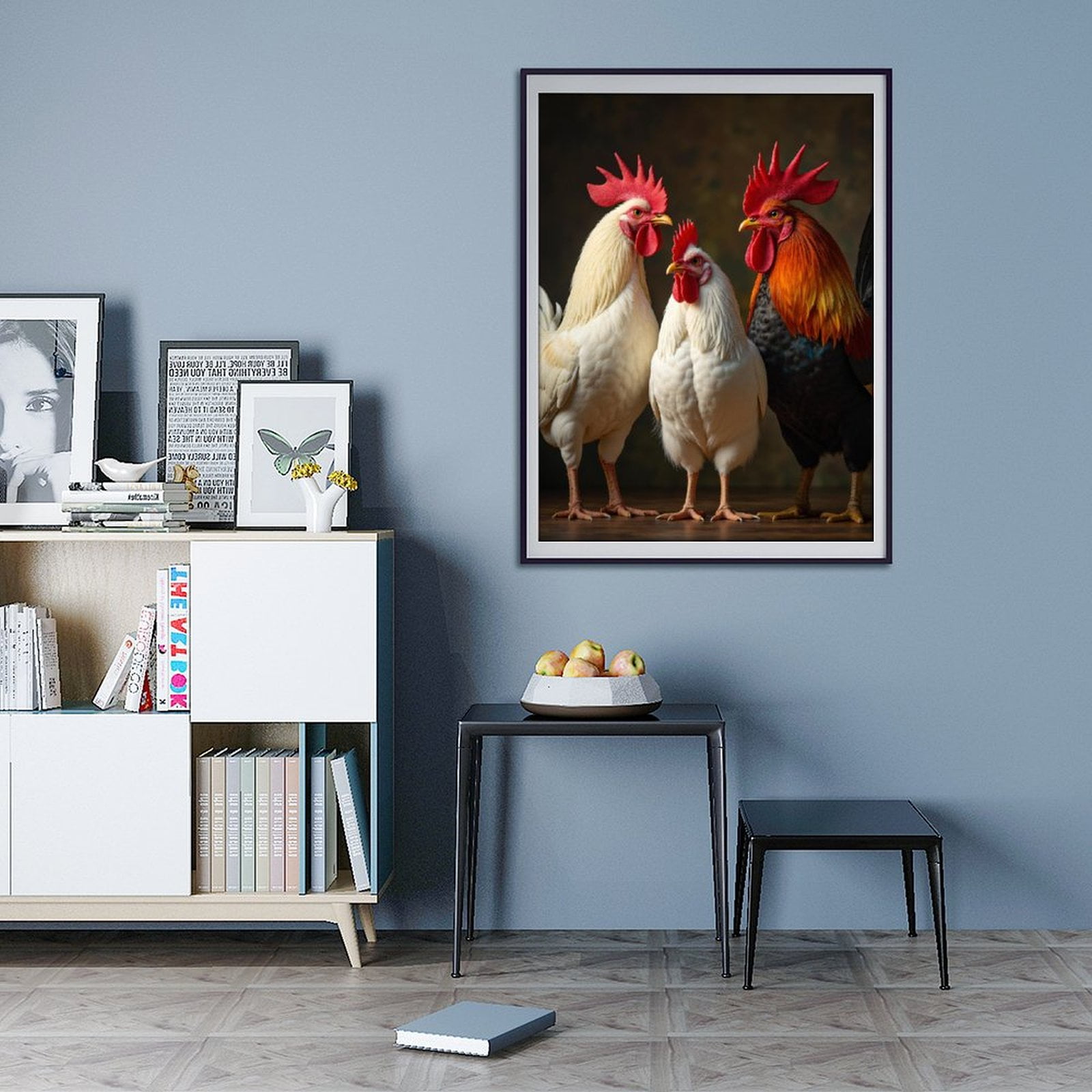 Diamond Art Kits for Adults - 5d Roosters Trio Red Feathers Diamond Painting for Adults, Diamond Art for Adults Beginners, Diamond Painting Kits for Adults for Home Wall Decor
