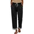 thumbnail image 3 of Cropped Beach Pants for Women 2026 Spring Summer Relaxed Fit Elastic Waist Straight Leg Lightweight Linen Pants with Pockets, 3 of 6