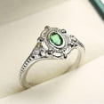 thumbnail image 4 of Purple/Green/Rose Red AAA Cz Oval Cut Bands Women's Retro Silver Ring Size 6-10, 4 of 6