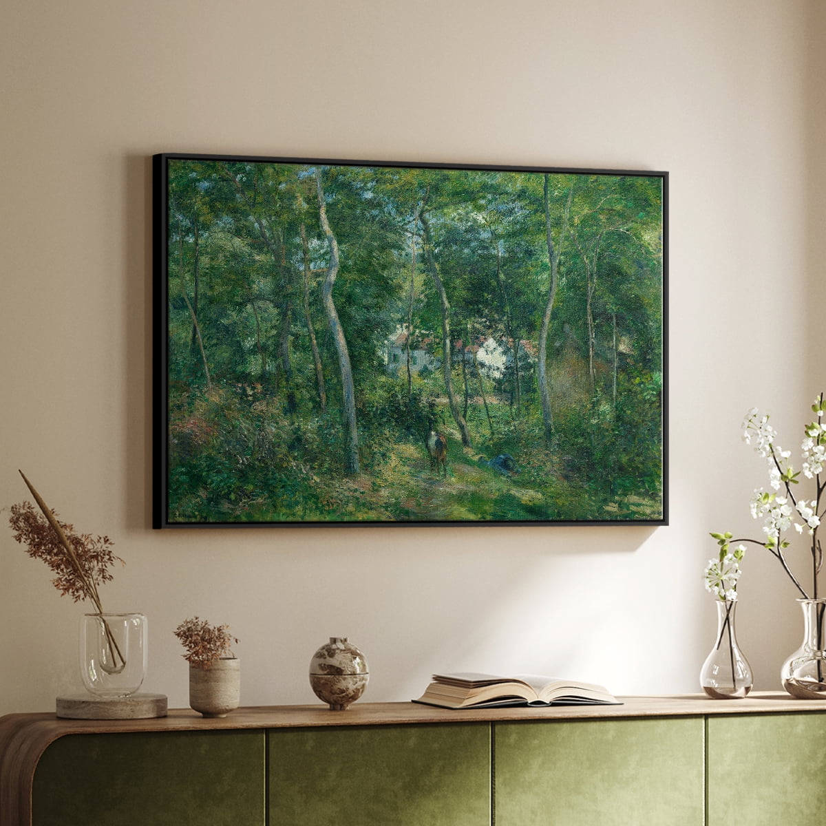 Vintage Landscape-XXX By Wexford Home Framed in Black Wood Gallery Wrapped Canvas 27 in. x 41 in.