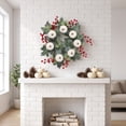 thumbnail image 4 of Fall Thanksgiving Wreath with White Pumpkins Red Berries, Artificial Autumn Front Door Wreath for Spring, Summer, Fall,Thanksgiving, Wedding, Harvest Home Decor by XSAOP, 4 of 7