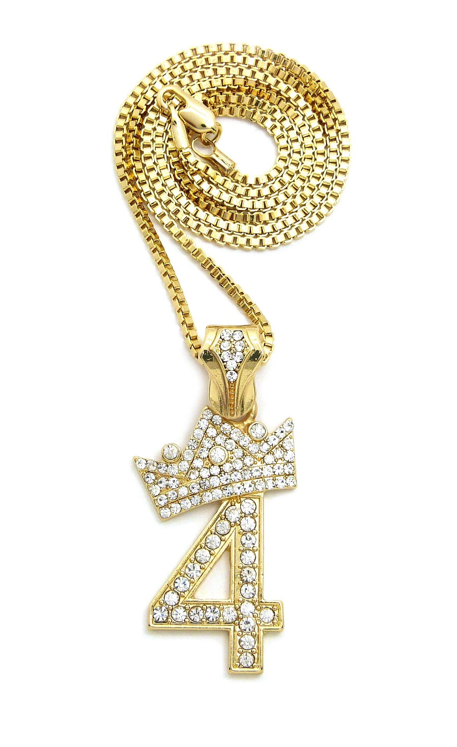 Stone Stud Tilded Crown Number Pendant 