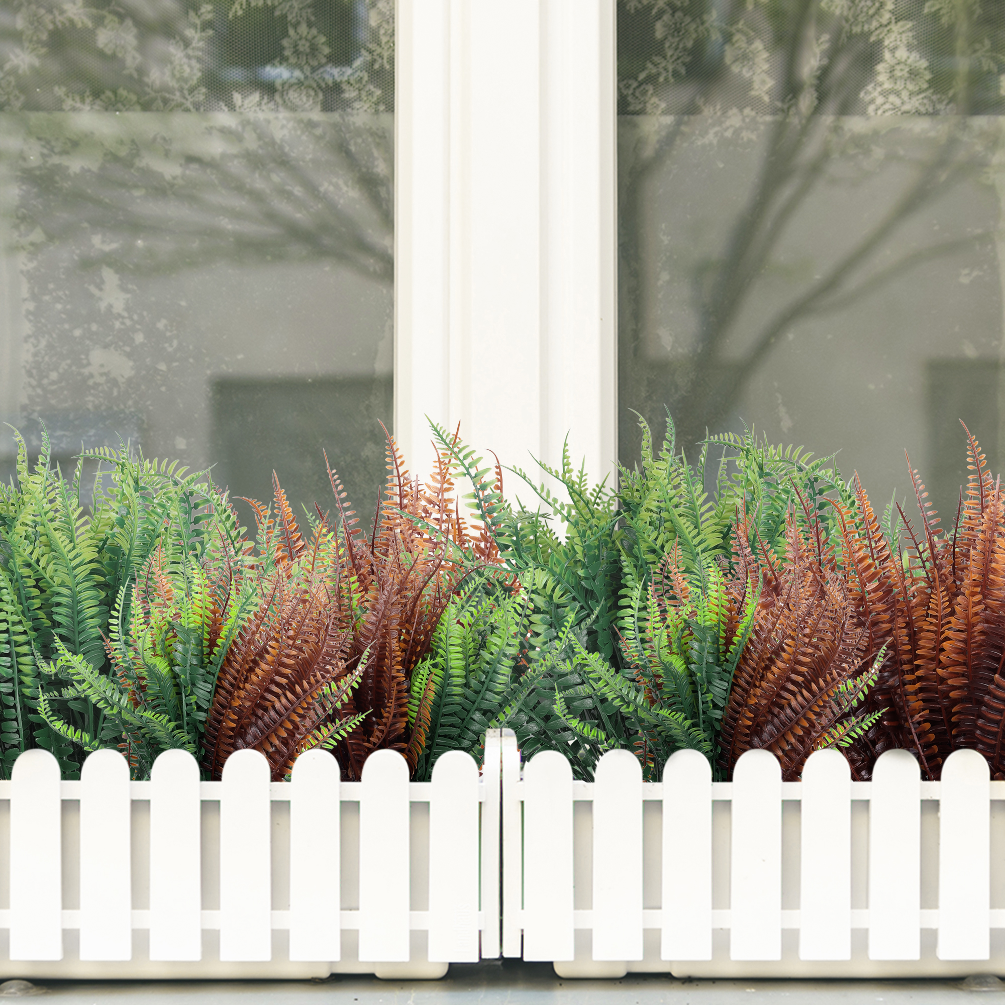 Unique Bargains 5pcs Artificial Plants Faux Floral Leaf Outdoor Home Garden Plants Red