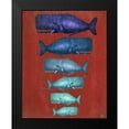 thumbnail image 2 of Fab Funky 20x24 Black Modern Framed Museum Art Print Titled - Whale Family Blue on Red, 2 of 5