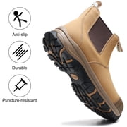OUXX Steel Toe Chelsea Work Boots for Men – Slip-On Safety Boot, Waterproof Leather, Slip-Resistant Sole, Kevlar Puncture-Proof Midsole, ASTM F2413-18 EH Rated