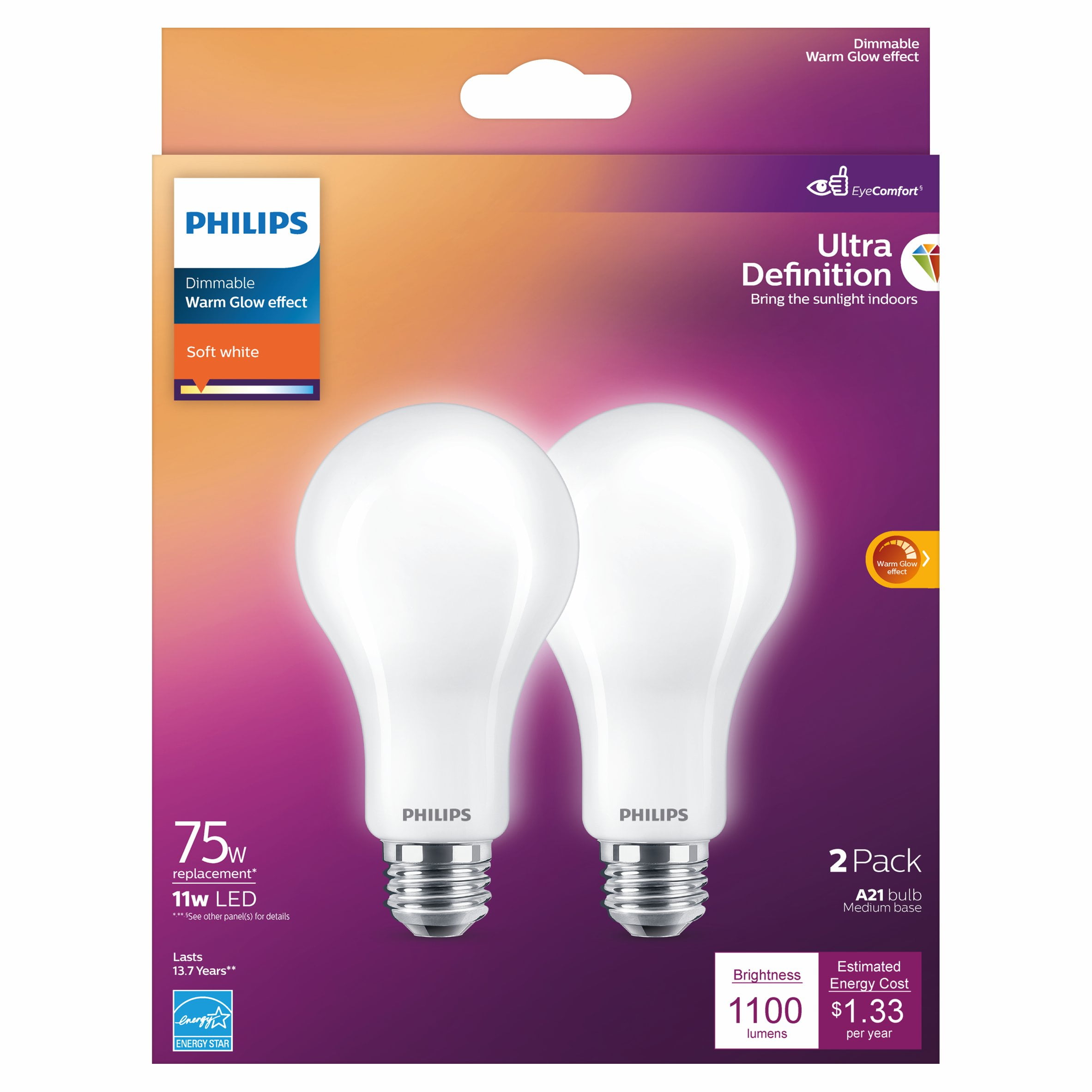 Philips LED Lampadina Classe A Ultra Efficiente, 75W, Luce Bianca