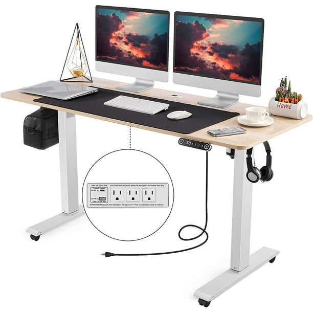 Likein 55” x 24”Height Adjustable Electric Standing Desk with Charging