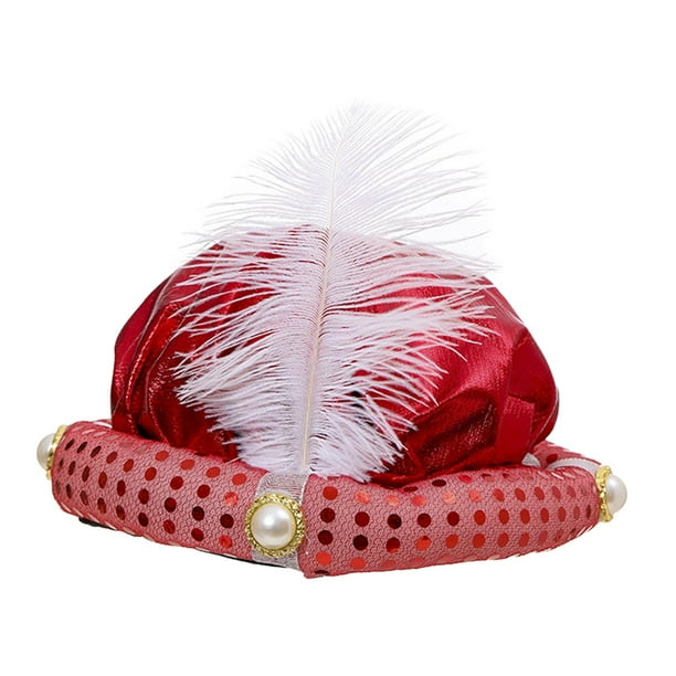 Sombreros de Turbante de Sultán, Sombreros Árabes, Decoraciones, Sombrero de Príncipe, Sombrero de Sultán para Fiesta Temática, Halloween, Carnaval, a rojo
