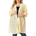 thumbnail image 1 of Agnes Orinda Women's Plus Size Cardigans Lace Lightweight Knit 3/4 Sleeves Cover Up Cardigans 4X Beige, 1 of 8