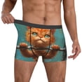 thumbnail image 2 of Salouo Strong Kitten Lifting Weights Print Men's Boxer Briefs,Breathable Underwear Elastic Waistband Briefs for Men -Small, 2 of 8