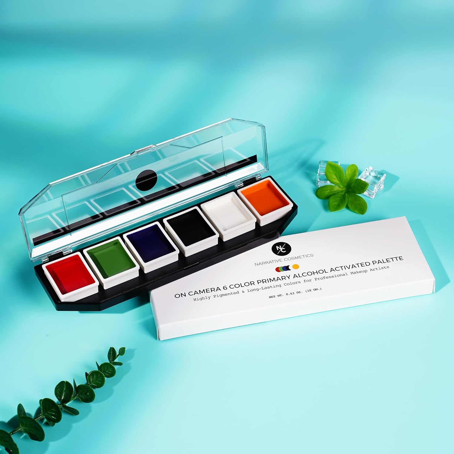 Narrative Cosmetics 6 Color On Camera Primary Alcohol Activated Makeup Palette - Waterproof Makeup for Professional Makeup Artists
