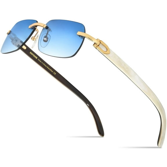HEPIDEM Buffalo Horn Handmade Sun Glasses Square Rimless Luxury Sunglasses 0816