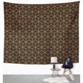 thumbnail image 2 of UFAEZU Modern Black and Orange Isometric Cubes Pattern Abstract Beautiful Geometric Graphic Wall Art Hanging Tapestry Home Decor for Living Room Bedroom Dorm 60x80 inch, 2 of 2