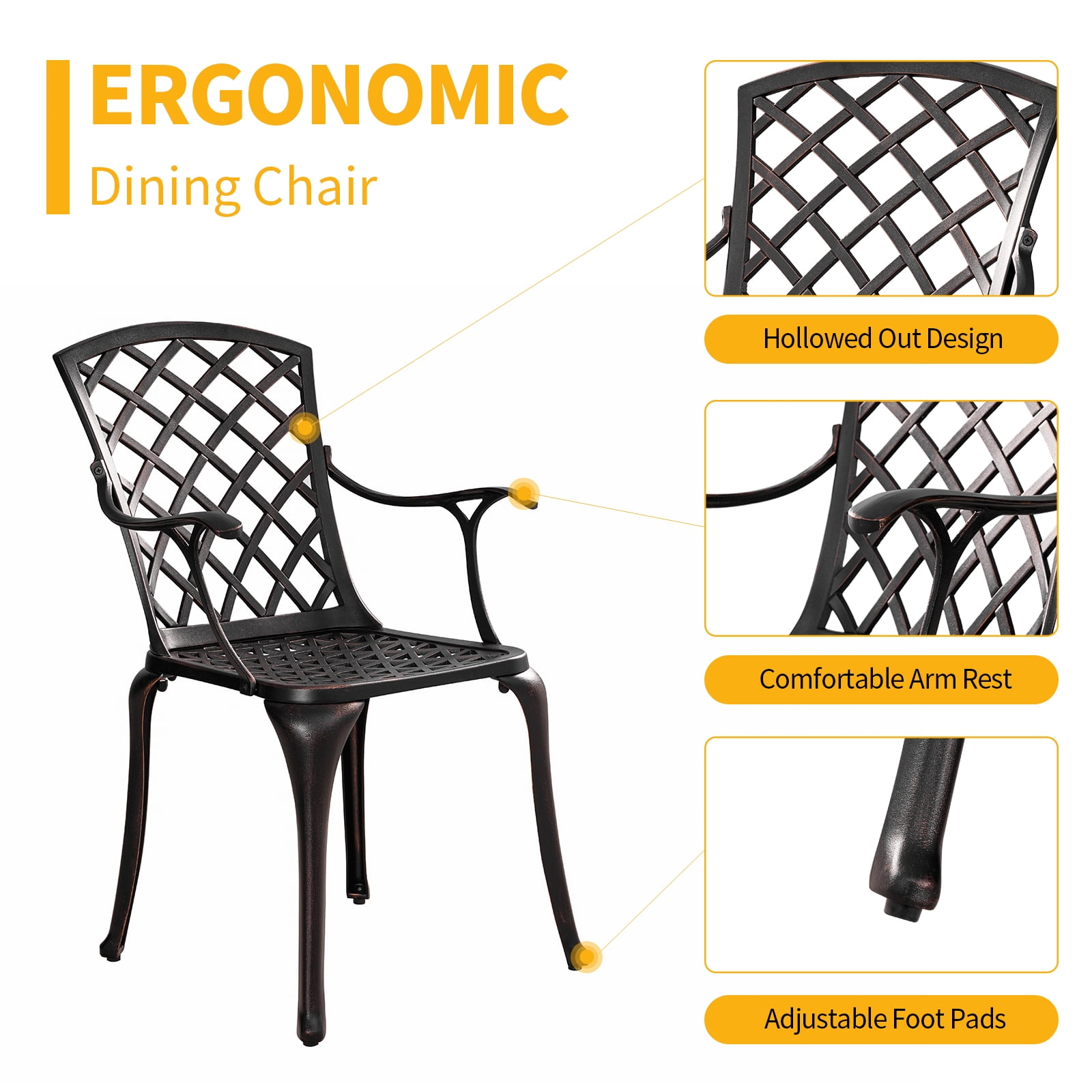Withniture 5 Pieces Patio Dining Set Cast Aluminum Outdoor Table and Chairs for Garden, Backyard