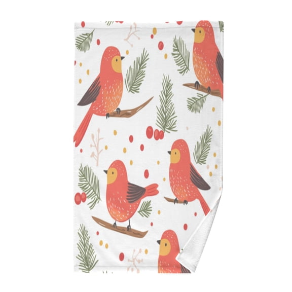 Pure Cotton Face Towel 16x28 Inches Hand Towel Bath Towel Hand Bath Towels Soft Good Water Absorption for Washing Face Wiping Face Red Christmas Bird