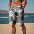 thumbnail image 1 of Men's Shorts Summer Shorts Casual Shorts Pocket Drawstring Elastic Waist Graphic Color Block Geometric Pattern Breathable Soft Short Men's Swimwear Grey XL, 1 of 4