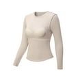 thumbnail image 4 of Women's Thermal Underwear Long Sleeve Round Neck Shirt Built In Bra Soft Warm Base Layer Top For Cold Weather Comfort, 4 of 4