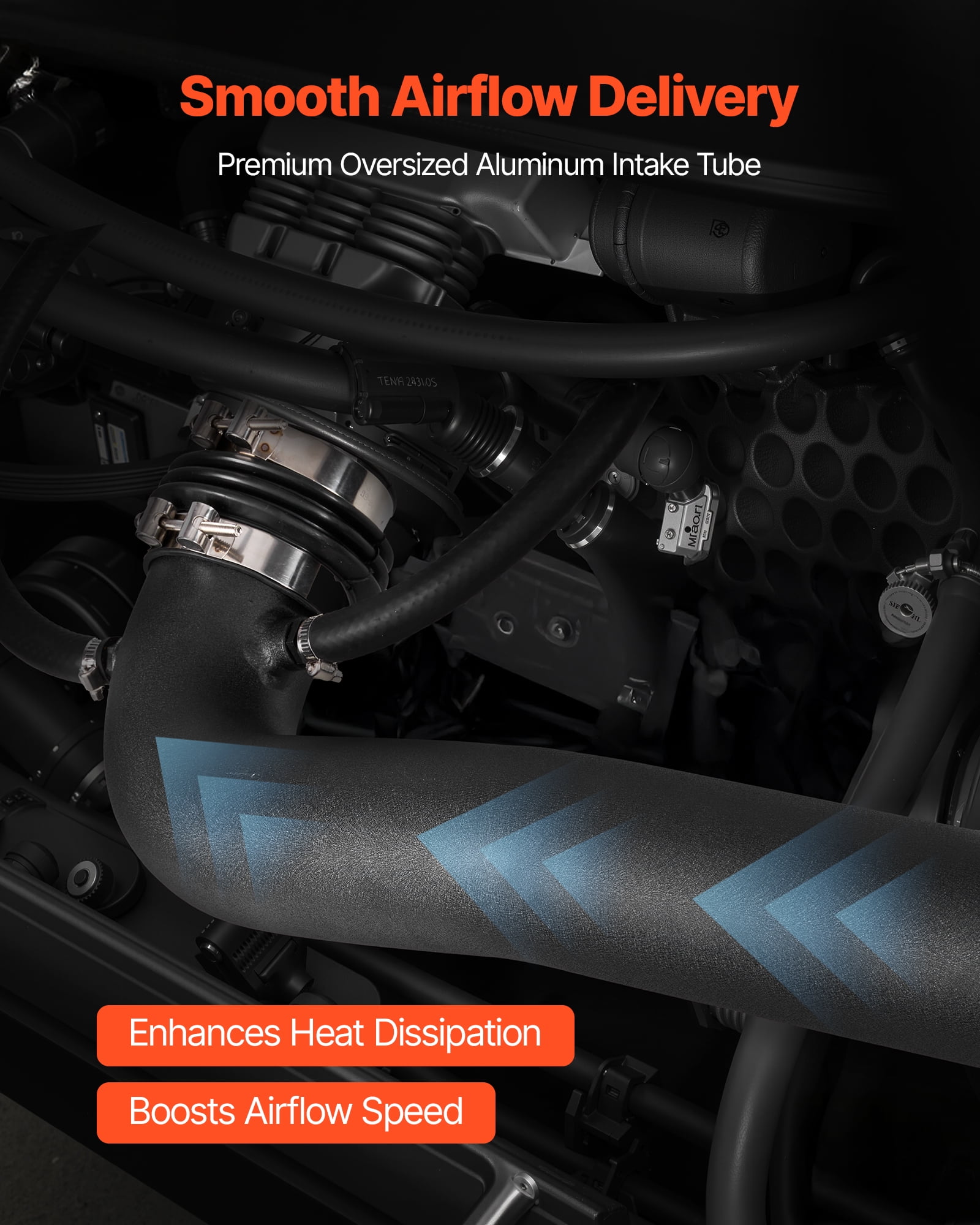 VEVOR Cold Air Intake, 3.5 Inch Cold Air Intake System + Heat Shield Compatible with 2014-2018 Chevy Silverado/GMC Sierra, 2015-2020 Cadillac Escalade 6.2L, High Flow Filter Kit Improved Horsepower