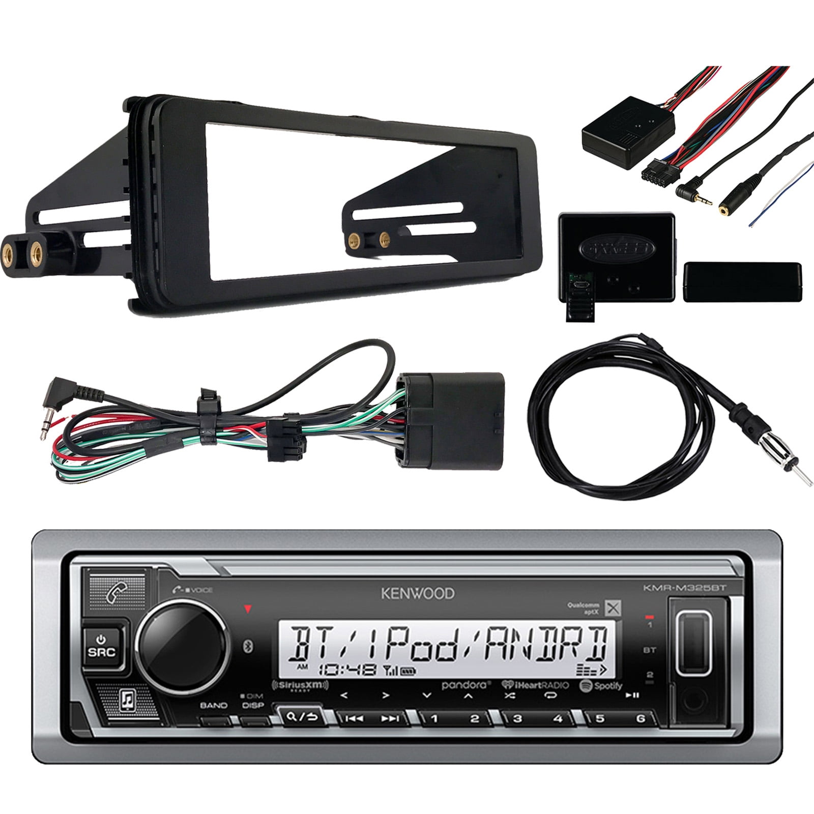 Kenwood KMRM325BT Marine Digital Media Bluetooth Receiver, Enrock Radio Dash Kit ('98'13